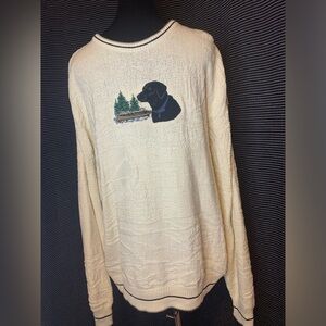 Vintage Shenandoah Crewneck Sweater Embroidered with Black Lab Dog  sz XL Cream